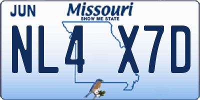 MO license plate NL4X7D