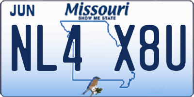 MO license plate NL4X8U