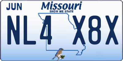 MO license plate NL4X8X