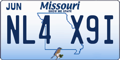 MO license plate NL4X9I