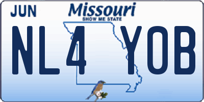 MO license plate NL4Y0B