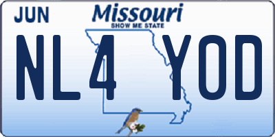 MO license plate NL4Y0D