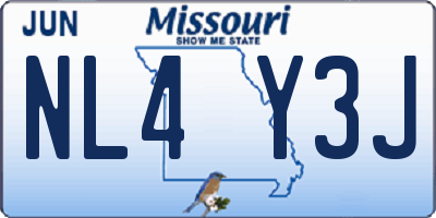 MO license plate NL4Y3J