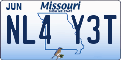 MO license plate NL4Y3T