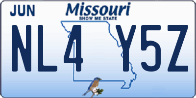 MO license plate NL4Y5Z
