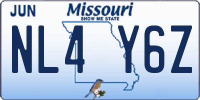 MO license plate NL4Y6Z