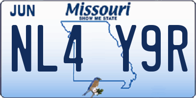 MO license plate NL4Y9R