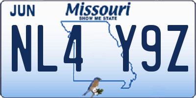 MO license plate NL4Y9Z
