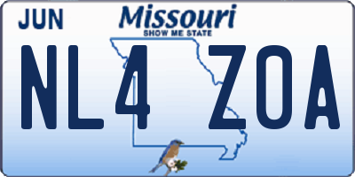 MO license plate NL4Z0A