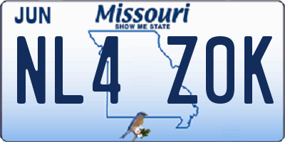 MO license plate NL4Z0K