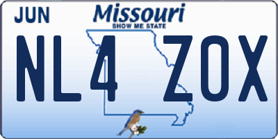 MO license plate NL4Z0X