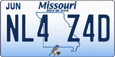MO license plate NL4Z4D