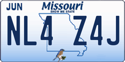 MO license plate NL4Z4J