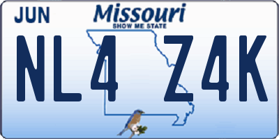 MO license plate NL4Z4K