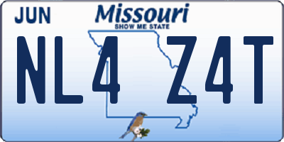 MO license plate NL4Z4T