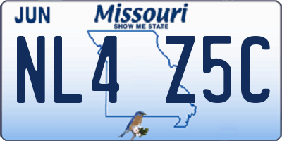 MO license plate NL4Z5C