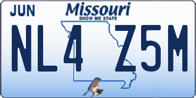 MO license plate NL4Z5M