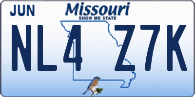 MO license plate NL4Z7K