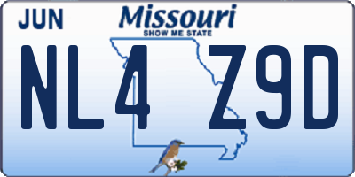 MO license plate NL4Z9D