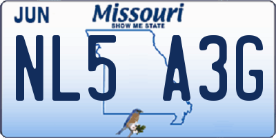 MO license plate NL5A3G