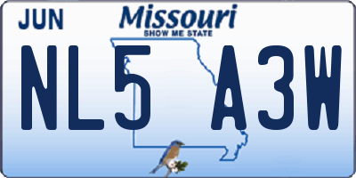 MO license plate NL5A3W