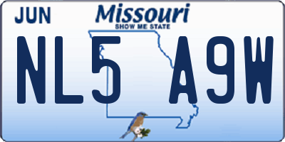 MO license plate NL5A9W