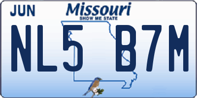 MO license plate NL5B7M