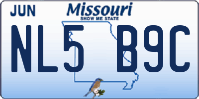 MO license plate NL5B9C