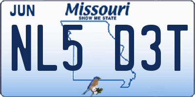 MO license plate NL5D3T