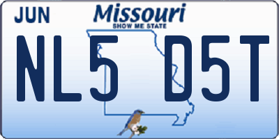 MO license plate NL5D5T