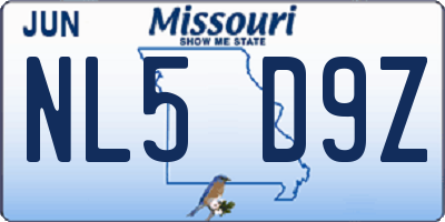 MO license plate NL5D9Z