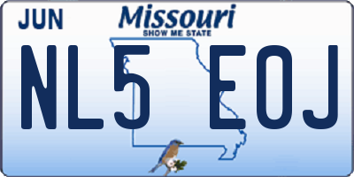 MO license plate NL5E0J
