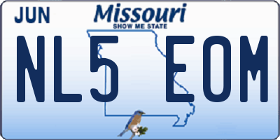 MO license plate NL5E0M