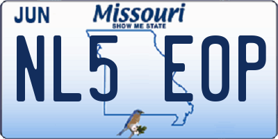 MO license plate NL5E0P