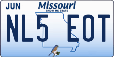 MO license plate NL5E0T