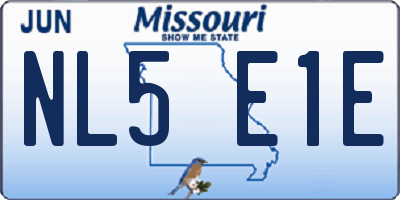 MO license plate NL5E1E