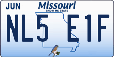 MO license plate NL5E1F
