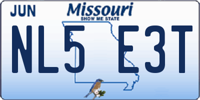 MO license plate NL5E3T