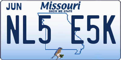 MO license plate NL5E5K