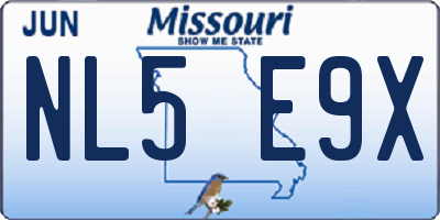 MO license plate NL5E9X