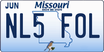 MO license plate NL5F0L