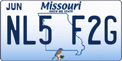 MO license plate NL5F2G