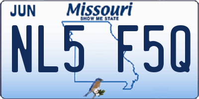 MO license plate NL5F5Q