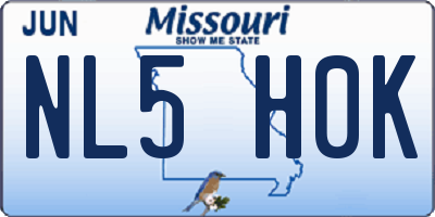 MO license plate NL5H0K