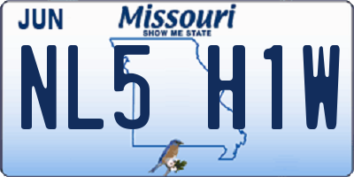 MO license plate NL5H1W