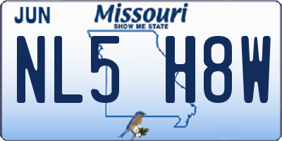 MO license plate NL5H8W