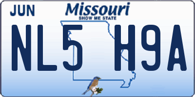 MO license plate NL5H9A