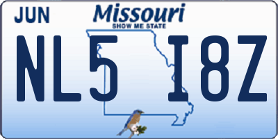 MO license plate NL5I8Z
