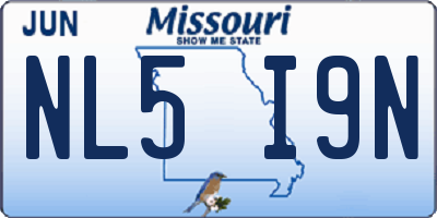 MO license plate NL5I9N