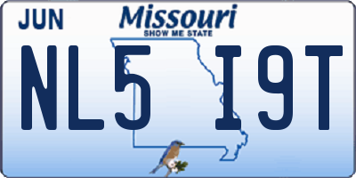 MO license plate NL5I9T
